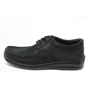 Мъжки мокасини от естествен набук ГЯ 845 черен набукKP