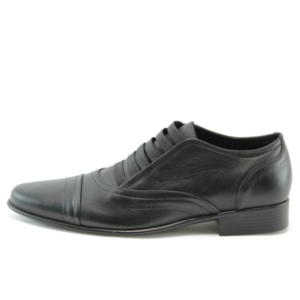 Мъжки обувки с ластици черна кожа  ДИ 909чKP