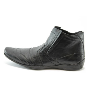 Мъжки боти от естествена кожа черни КО 8502KP