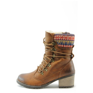 Дамски боти с връзки кафяви Rieker 92513KP