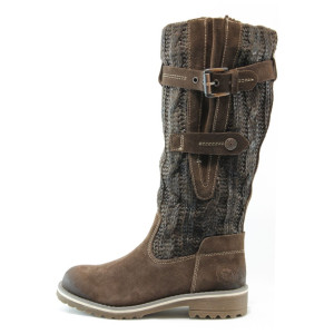 Дамски ботуш с плетка кафяв Marco Tozzi 26607KP