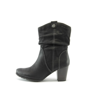 Дамски боти черни на ток от естествена кожа Tamaris 25384черенKP