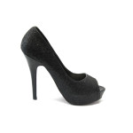 Дамски обувки черни на ток ФР 8774 черниKP