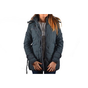 Дамско дълго зимно яке сиво ДД 90808KPS