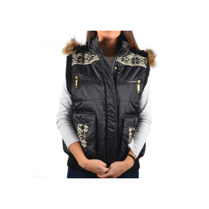 Дамски елек с качулка черен ДД MK80KPS