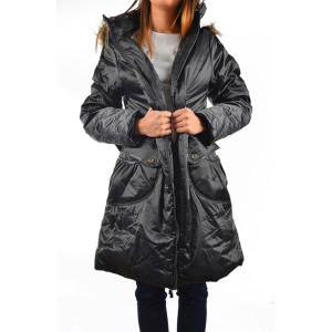 Дамско дълго зимно яке черно ДД 09527 KPS