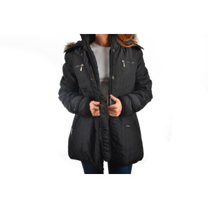 Дамско дълго зимно яке черно ДД 90808KPS