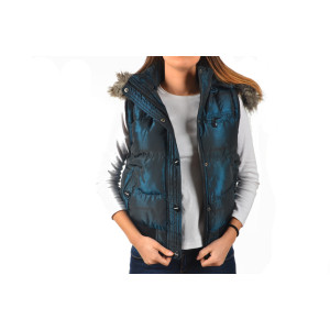 Дамски елек с качулка син ДД 1021KPS