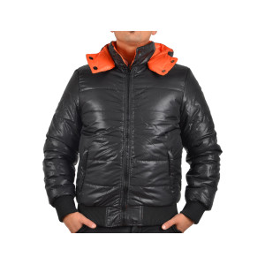 Мъжко зимно двулицево яке черно-оранжево ФР 145KPS