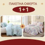 Единично спално бельо в комплект 1+1 микросатен Тея с цветя и Пачуърк
