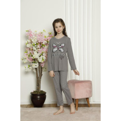 Детска пижама 7/8 г Пеперуда Графит