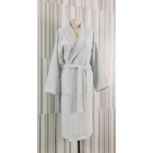 Светлосив вафлен халат ELIZA  Светлосив вафлен халат ELIZA