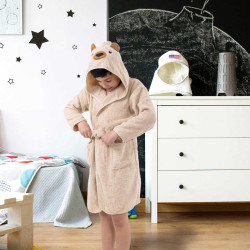 Детски халат с мече - Бежов