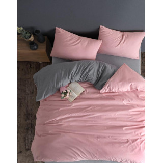 Двоен спален комплект Ранфорс - сиво и розово