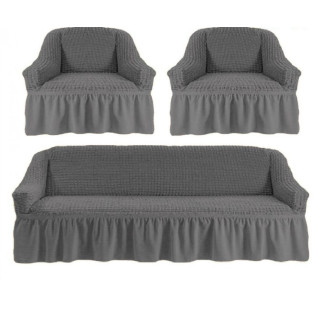 Еластичен калъф за фотьойл и диван в сиво 3-1-1 