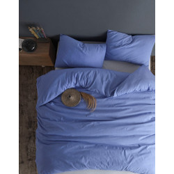 Двоен спален комплект Ранфорс - сиво и синьо