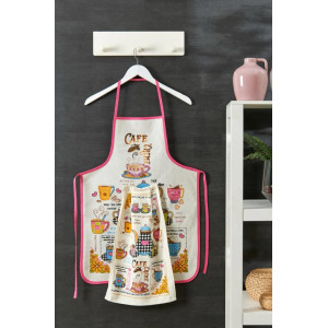 Комплект кухненска престилка и кърпа Coffee Комплект кухненска престилка и кърпа Coffee