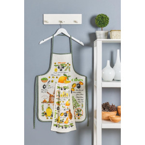 Комплект кухненска престилка и кърпа Маслини Комплект кухненска престилка и кърпа Маслини