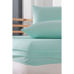 Памучен чаршаф с ластик 160х200 см. - аква