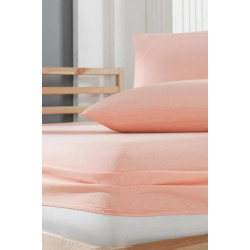 Памучен чаршаф с ластик 90х200 см. - праскова