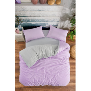 Единичен спален комплект Ранфорс - Лилаво и Сиво  Единичен спален комплект Ранфорс - Лилаво и Сиво