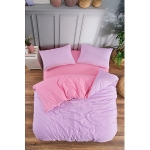 Единичен спален комплект Ранфорс - Лилаво и Диня Единичен спален комплект Ранфорс - Лилаво и Диня