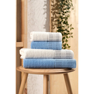 Комплект Хавлиени кърпи Oliviya -  Синьо и Крем Комплект Хавлиени кърпи Oliviya -  Синьо и Крем