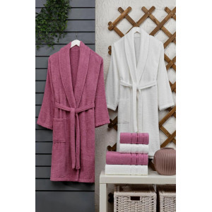 Сет халати с 4 бр. кърпи - Пепел и Крем Сет халати с 4 бр. кърпи - Пепел и Крем