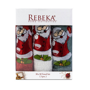 Комплект 3 Коледни кърпи Дядо Коледа  Комплект 3 Коледни кърпи Дядо Коледа