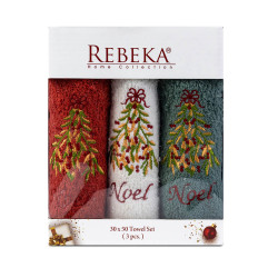 Комплект 3 Коледни кърпи Елхи 