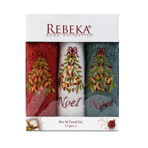 Комплект 3 Коледни кърпи Елхи  Комплект 3 Коледни кърпи Елхи