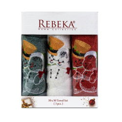 Комплект 3 Коледни кърпи Снежко 