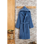 Стилен халат за баня в тъмно синьо