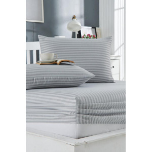 Комплект чаршаф с ластик и калъфка Райе 90х200 см. - Сиво