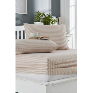 Чаршаф с ластик и калъфка Райе 90х200 см. - Бежово