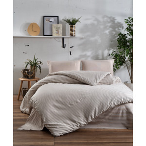 Спален комплект на райета Бежово Спален комплект на райета Бежово