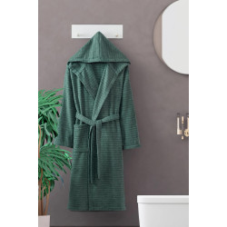 Халат с качулка DOGA - Зелено