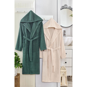 Промо сет Хавлиени халати - Тъмнозелено и Бежово Промо сет Хавлиени халати - Тъмнозелено и Бежово