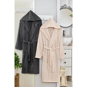 Промо сет Хавлиени халати - Бежово и Сиво Промо сет Хавлиени халати - Бежово и Сиво