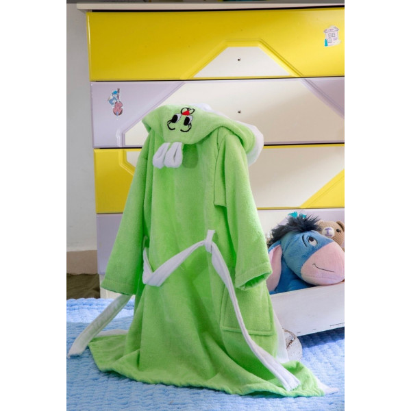 Зелен детски халат - 100% Памук