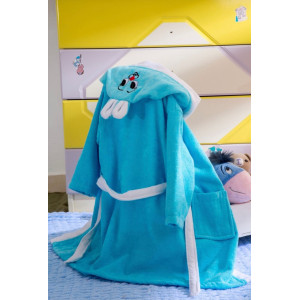 Детски халат за баня Зайче - Тюркоаз