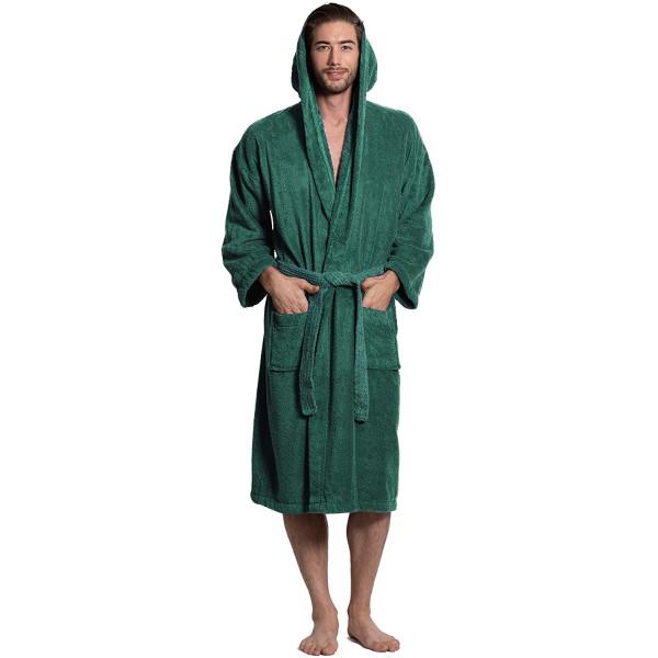 Тъмно зелен халат за баня - 100% Памук