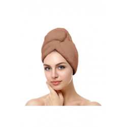 Бежова кърпа за глава с копче - 100% Памук