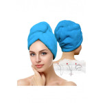 Синя кърпа за глава с копче - 100% Памук