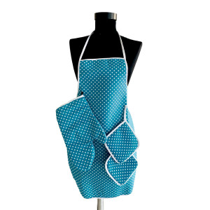 Модерна кухненска престилка с 3 ръкохватки - Петрол Модерна кухненска престилка с 3 ръкохватки - Петрол