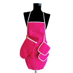 Модерна кухненска престилка с 3 ръкохватки - Розово