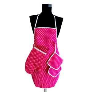 Модерна кухненска престилка с 3 ръкохватки - Розово Модерна кухненска престилка с 3 ръкохватки - Розово