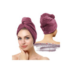 Памучна лилава кърпа за глава с копче