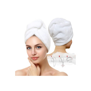 Памучна бяла кърпа за глава с копче Памучна бяла кърпа за глава с копче