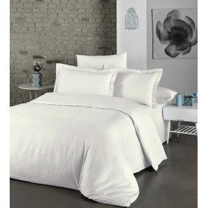 Памучен спален комплект в бяло райе